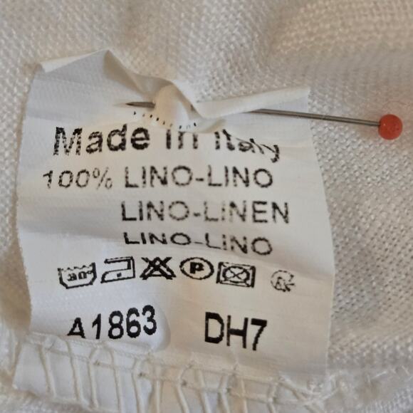 Made in Italy New Collection White Silver Graffiti Linen Button-up Shirt Dress - Picture 10 of 10